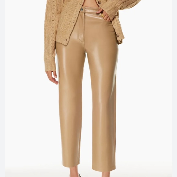Aritzia Wilfred Tan/Nude Vegan Leather Melina Pants, size 12 - Picture 1 of 10
